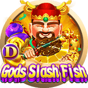 Gods Slash Fish online slot game at MRATM88 featuring Chinese God of Wealth
