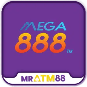 Promotional banner for the MrATM88 platform, featuring the logo and interface of the Mega888 slot game application.
