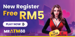 MRATM88 promotional banner for new registers to claim a free RM5 credit upon sign-up.