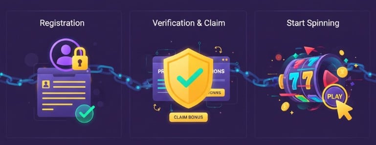 Illustrating the quick 3-step MRATM88 process: Register, Verify, and Start Winning.