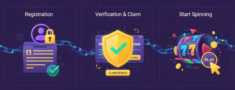 Illustrating the quick 3-step MRATM88 process: Register, Verify, and Start Winning.