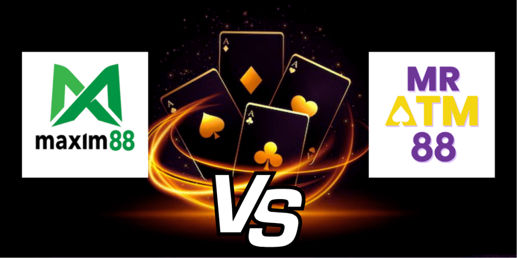 Featured image comparing Maxim88 vs MRATM88 for the best free credit link and lowest RM1 minimum deposit.