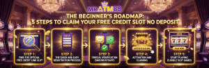 The Beginner's Roadmap: 5 steps to claim your free credit slot no deposit. Find the free credit link slot, register, verify, claim, and play at MRATM88.