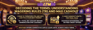 Decoding the Terms: Understanding Wagering Rules (TR) and Max Cashout limits for the free credit no deposit slot game at MRATM88 to ensure easy cashout.