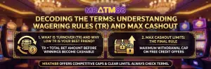 Decoding the Terms: Understanding Wagering Rules (TR) and Max Cashout limits for the free credit no deposit slot game at MRATM88 to ensure easy cashout.