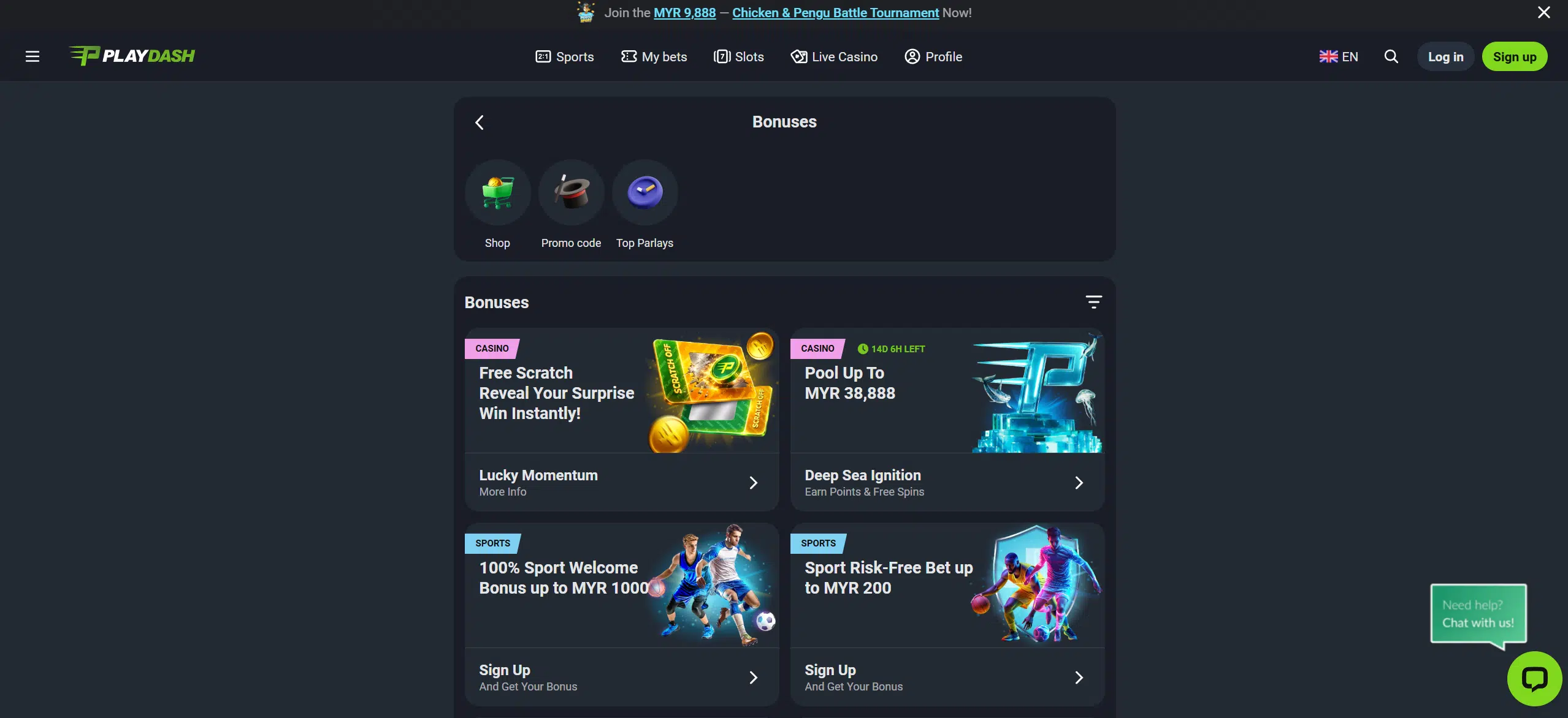 playdash online casino promotion page