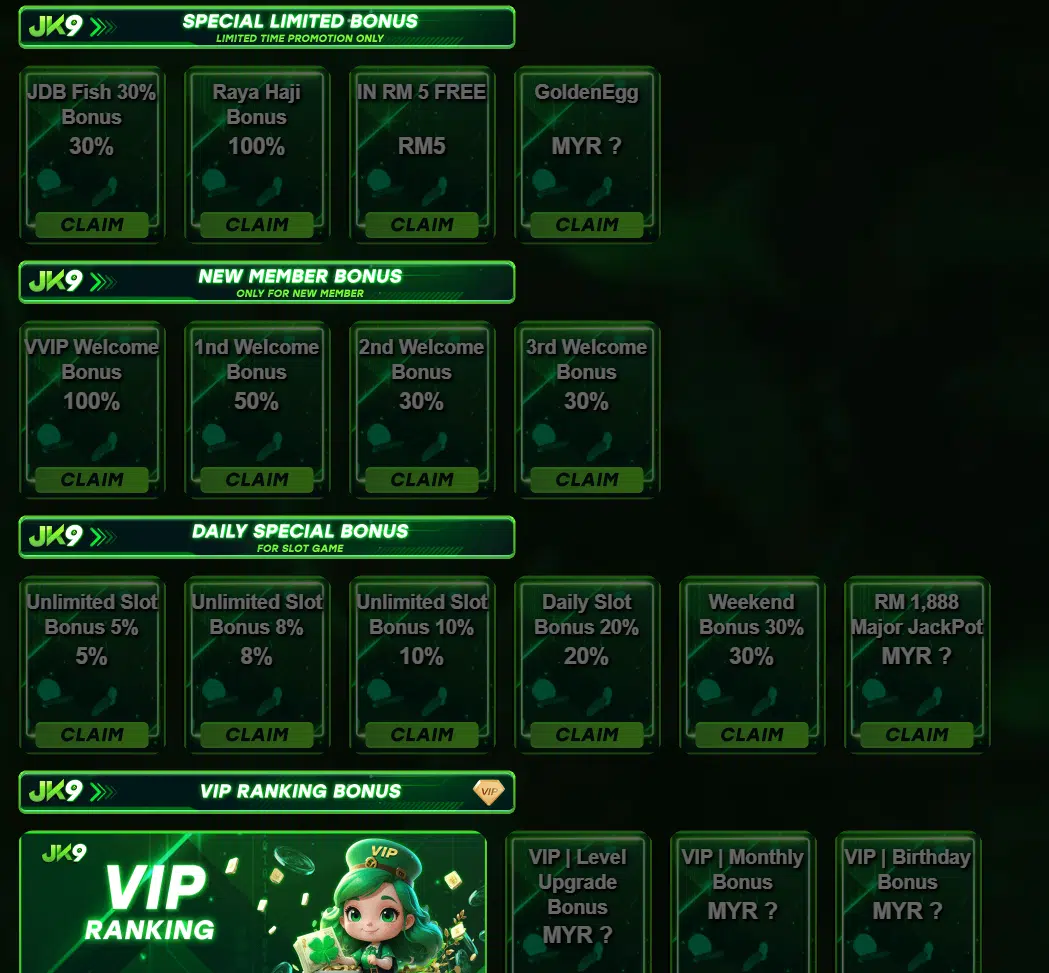 jk9 online casino promotion page